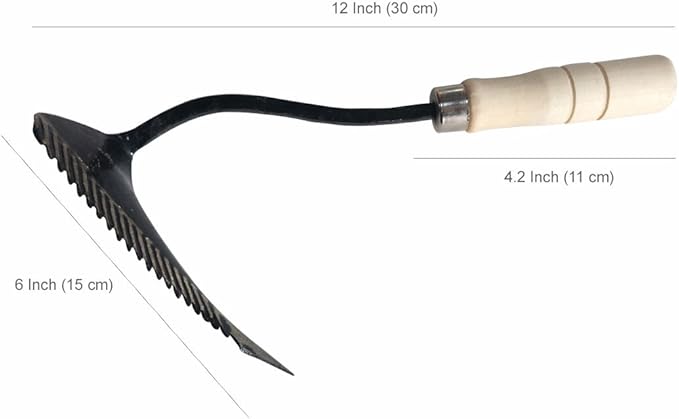 GARASANI Sawtooth Hand Plow Hoe Korean Style Ho-Mi - Best Organic Gardening (Sawtooth)