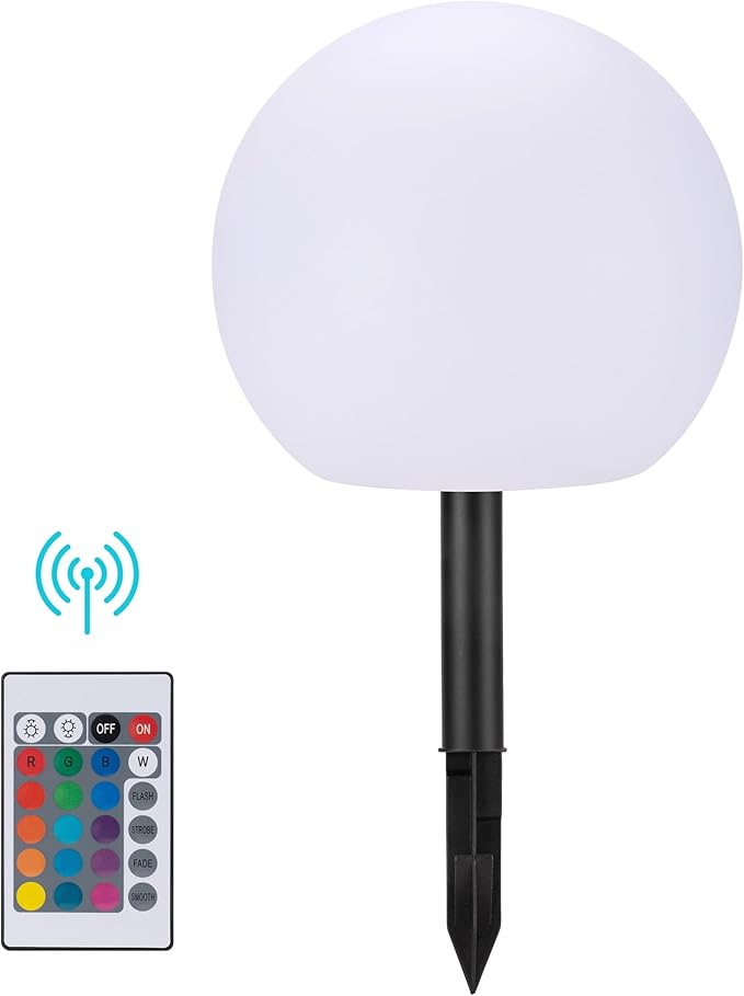 shumi Solar Ball Light Outdoor Decorative-8 inch Outdoor Waterproof Powered Ball Lights with Remote Control,16 RGB Colors Globe Light for Garden,Backyard,Pathway,Poolside