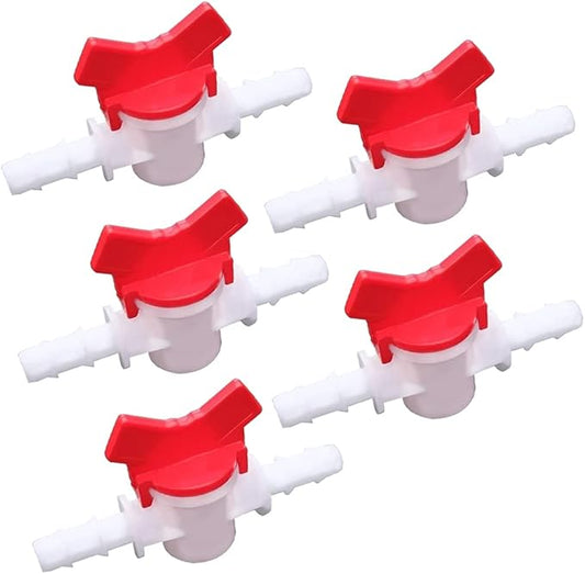 1/2“ Hose Barbed Ball Valve Drip Irrigation Ball Valve Shut Off Switch for Drip Irrigation and Aquariums（Pack of 5）