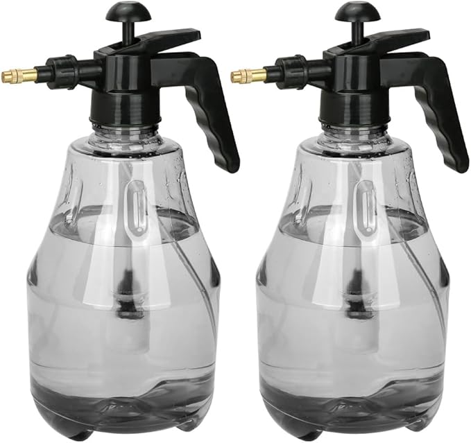 Garden Sprayer 2 Pack, Handheld Garden Pump Sprayer, 50 oz Gallon Lawn & Garden Pressure Water Spray Bottle with Adjustable Brass Nozzle, for Plants and Other Cleaning Solutions(1.5L Grey)