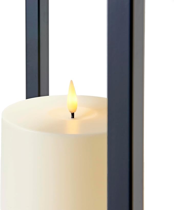 LampLust Black Lanterns Decorative Outdoor Lantern, 13 Inch Black, Battery Powered, Metal with No Glass, Indoor Outdoor Lanterns for Patio Waterproof, Spring Front Porch Floor Patio Home Decor