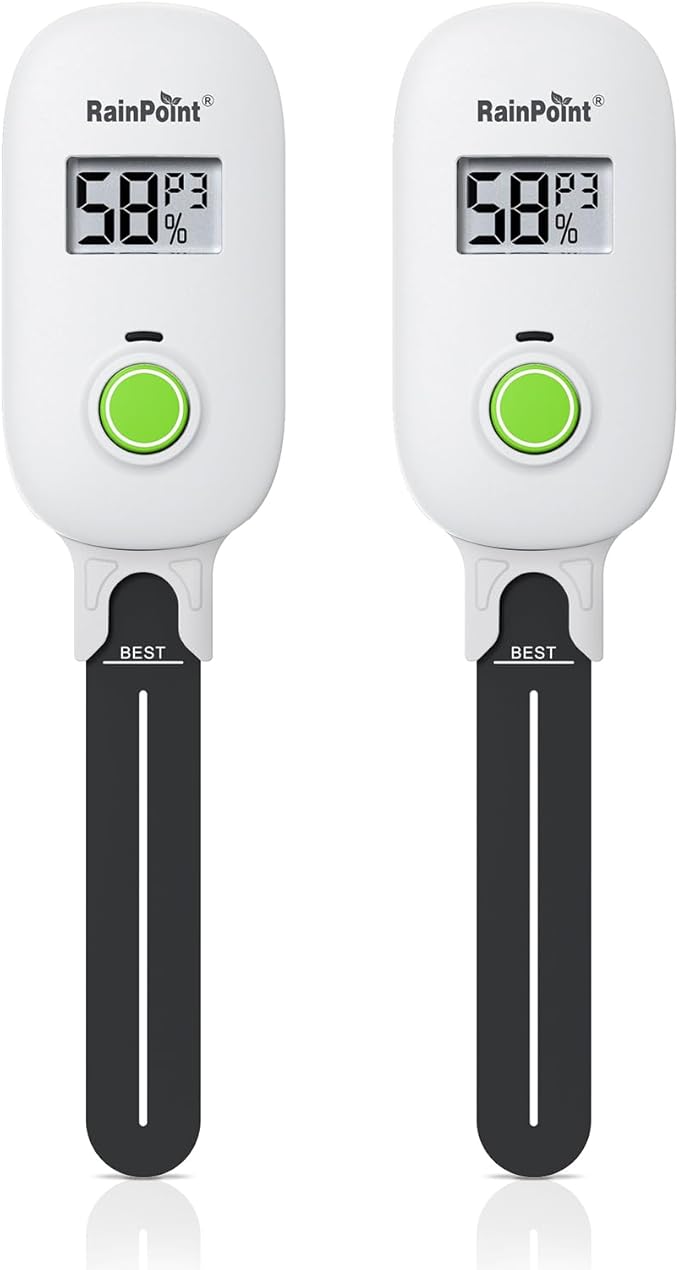 RAINPOINT Smart Digital Wireless Plant Moisture Meter Houseplant Indoor,WiFi Hub Needed,Capacitive Probe,Leave-in Soil Hygrometer Sensor,Real-time Monitor Outdoor Greenhouse Gardening(Two-Pack Set)