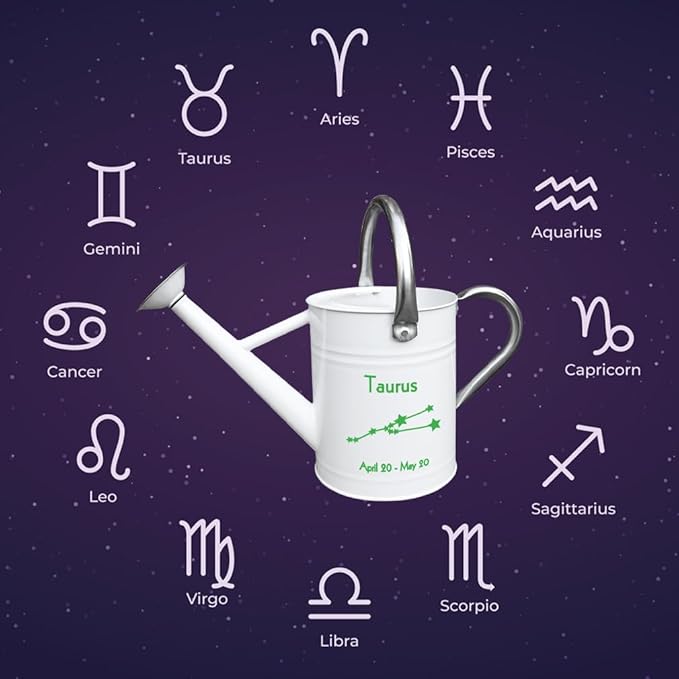 Metal Watering Can for Outdoor and Indoor Plants, Watering Can Decor, 1 Gallon (Taurus)