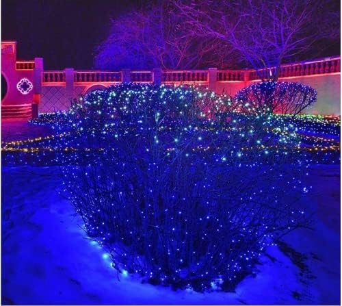 OZS 2PACK 164ft 400LED Extendable Blue Christmas String Lights Indoor/Outdoor, Waterproof 8 Modes Green Wire Christmas Tree Lights for Wedding Christmas Decorations (Blue Light)