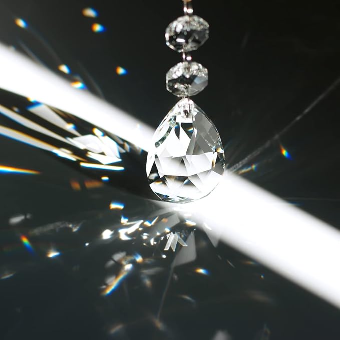 1ft 10pcs Teardrop Crystals Garland, Hanging Chandelier Crystals Prism Beads Chain for Wedding Home Decoration Clear GOLDENHAITAI