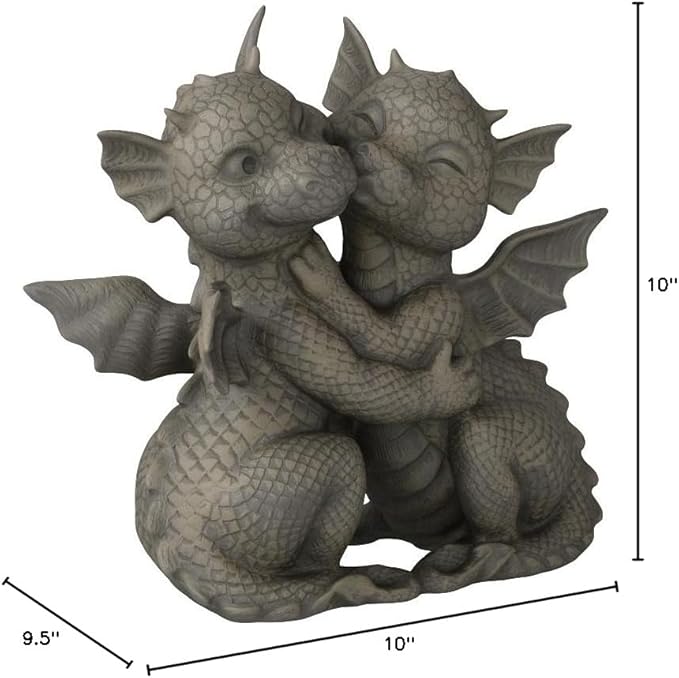 Pacific Giftware Garden Dragon Loving Couple Garden Display Decorative Accent Sculpture Stone Finish 10 Inch Tall