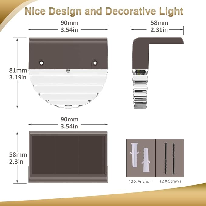 Solar Lights Outdoor, Solar Deck Lights, 6 Pack Solar Fence Step Lights Outdoor Waterproof LED for Outside Patio Stairs Yard Garden Backyard Decor, 10 Lumens,Warm White/Color Changing Lighting