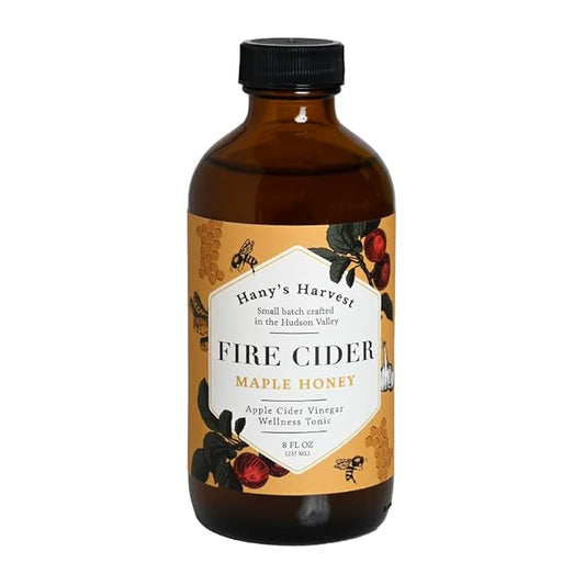 Hany's Harvest Maple Honey Fire Cider – 8 fl oz Glass Bottle | All-Natural, Small-Batch, Handcrafted, Non-GMO, Gluten-Free, Immune & Digestive Support