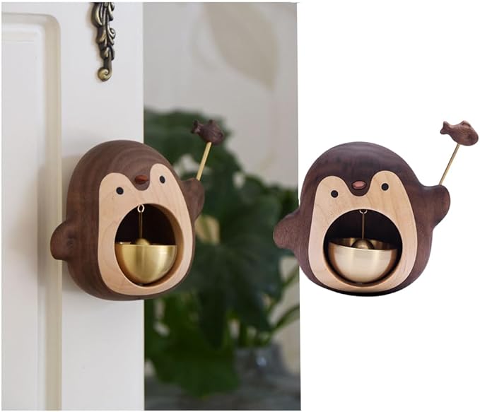 Shopkeepers Bell for Door Opening, Wood Doorbell Magnetic Wind Chime for Refrigerator Room Garden, Cute Decorative Doorbell for Home/Store/Restaurant Door, Creative Gift (Walnut)