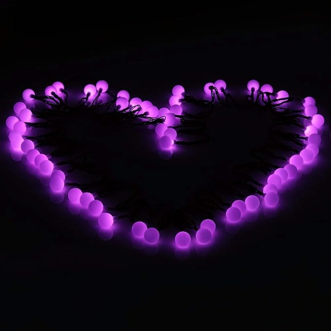 Globe Ball Fairy Lights, 50 LEDs 23ft/7M Solar Led Globe String Lights Waterproof with Two Lighting Modes for Garden Outdoor Party Christmas Decoration (Purple)