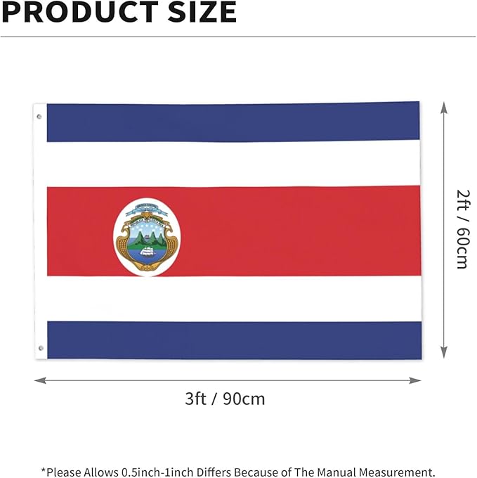 Costarica Flag Garden Yard House 2x3 ft Flags Double Sided Print Banner Indoor Outdoor Party Home Decorations for Boat Dorm House Balcony