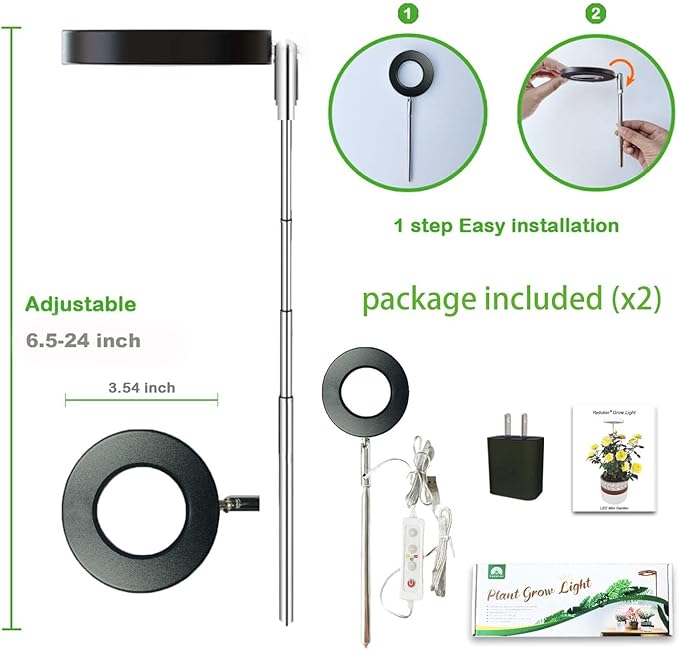 yadoker Plant Grow Light, LED Growing Light Full Spectrum for Indoor Plants,Height Adjustable, Automatic Timer, 5V Low Safe Voltage,Idea for Small Plant