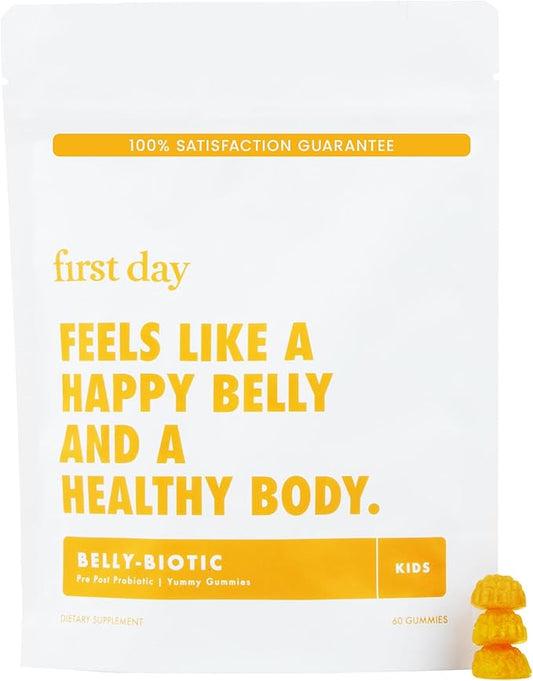 FIRST DAY Kids Tribiotic Gummies – Pre+, Post+, Probiotics & More to Support Growth – 30 Day Supply