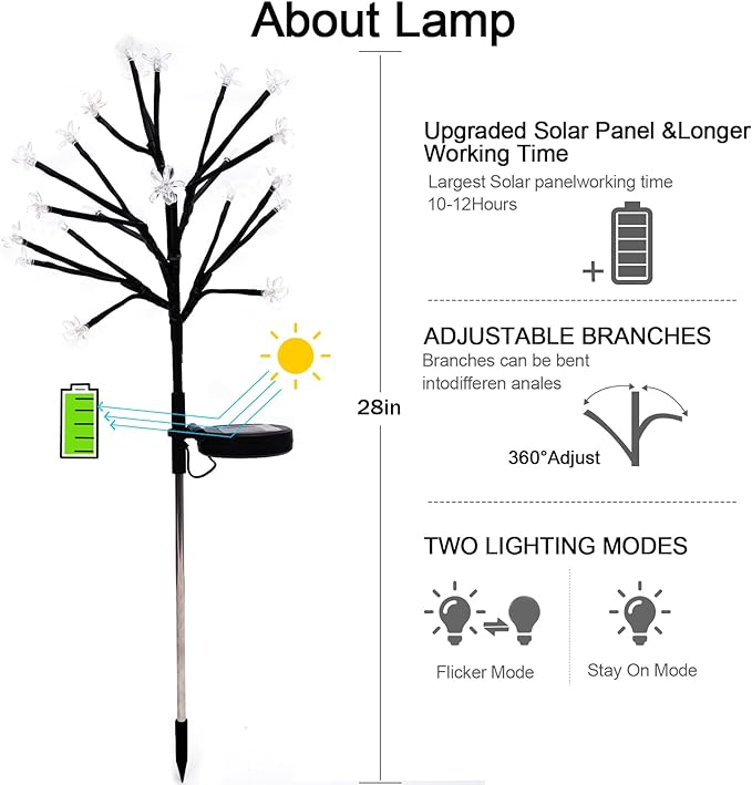 Solar Garden Lights Outdoor,Waterproof Solar Lights for Outside Decorative 4Pack, 80Led Flowers Garden Decor, Outdoor Lights for Yard Pathway,Lawn,Garden Decorations