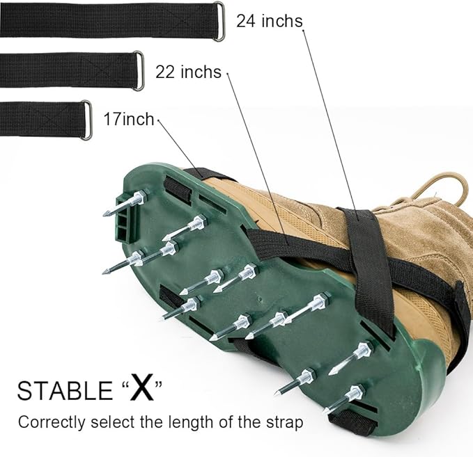 Heeqinn Lawn Aerator Shoes, More Stable X Shape, Effectively Prevent Shoes from Falling Off, for Yard Patio Lawn Garden Aeration (Black)
