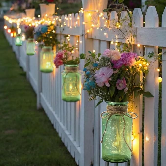 Vintage Glass Flower Vase，12 Pack Green Farmhouse Glass Centerpiece Vases Mason Jars for Weddings, Parties & Home Decor Bulk (12, Green)