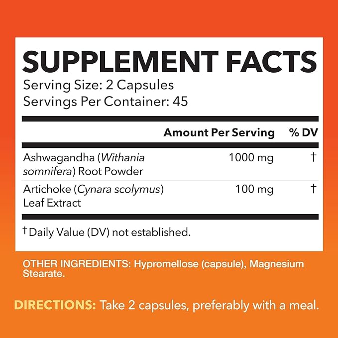 HAVASU NUTRITION Ashwagandha Capsules with Artichoke (1000 mg)