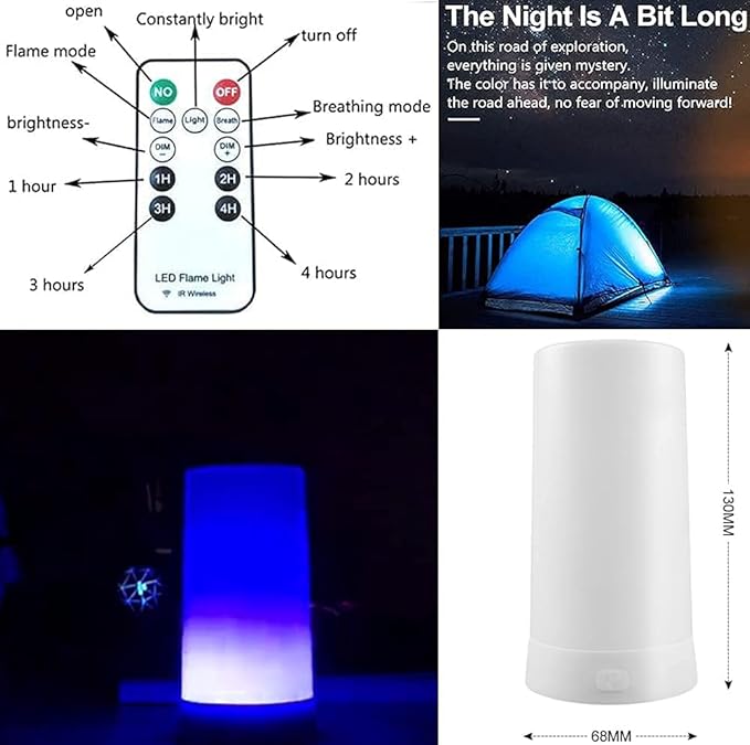 Led Flame Light,USB Rechargeable LED Fire Candles Outdoor Hanging Lamps with Remote for Home Party Halloween Christmas Decoration (Blue)