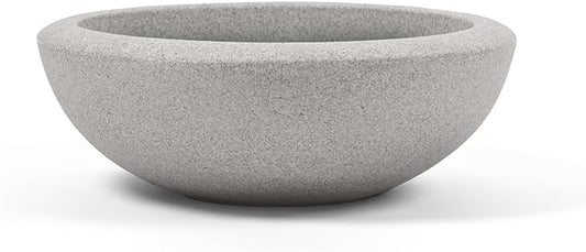 ARBORA 21" Santorini Bowl Polyresin Indoor and Outdoor Planter with Stone Blend Concrete Gray Finish - Durable, Weatherproof, Lightweight, Large Plant Pot for Patio, Garden, Deck, Entryway