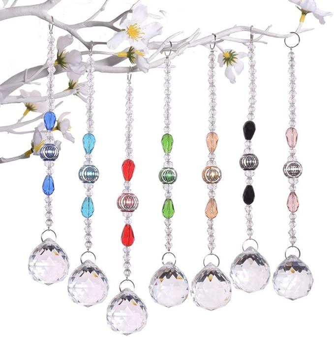 12 Pcs Crystal Ball Prism Suncatcher Rainbow Pendants Maker, 30mm Clear Glass Crystal Ball Prism,Hanging Crystals Prisms for Windows,for Feng Shui,for Home,Office,Garden Decoration