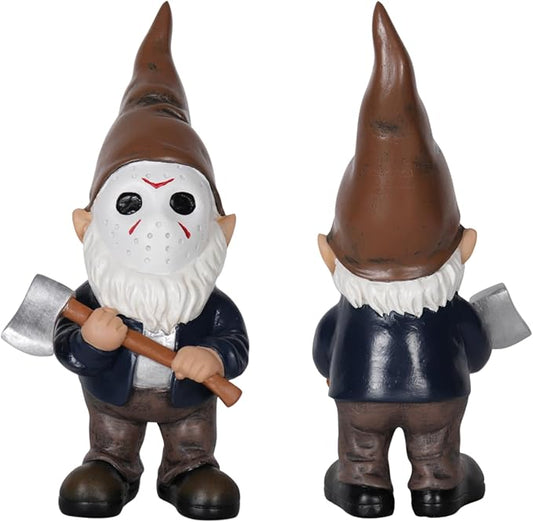 Garden Gnomes Table Decor Horror Decor Gnome Statue Holding Axe for Table Decoration Brown