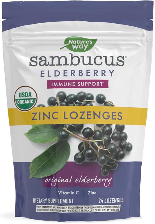Nature’s Way Sambucus Organic Zinc Lozenges, 24 Lozenges