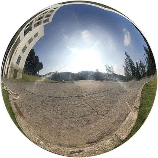 8 inch Gazing Globe Mirror Ball,Polished Reflective Smooth Garden Ball Sphere,Colorful and Shiny Addition to Any Garden or Home Decoration,Silver Stainless Steel