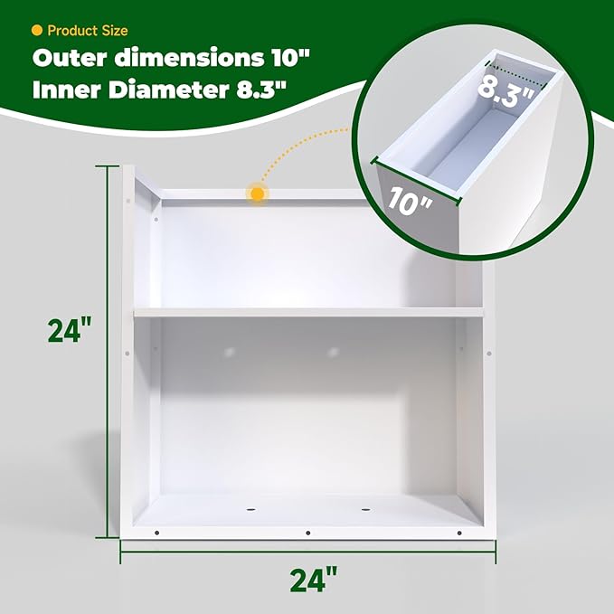 Galvanized Steel Metallic Heavy Planter for Outdoor Plants 24"x10"x24" Metal Planters Spliced Flower Planter with Partitions for Outside,Indoor,Garden (White, 24 * 10 * 24)