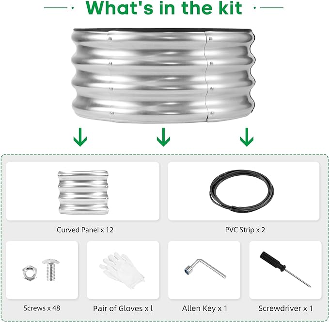 JERIA Raised Garden Bed,Galvanized Raised 2 PCS 2×2×1ft Planter Boxes Outdoor with Easy Assembly, Round Garden Bed for Vegetables, Fruits, Flowers