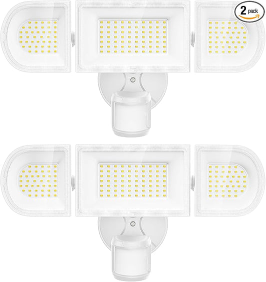 150W Motion Sensor Lights Outdoor for Outside, 15000LM LED Flood Lights Outdoor Wired Dusk to Dawn, Exterior Security Floodlight Fixture Waterproof IP65, Outdoor Lighting for House, Garage 2 Pack