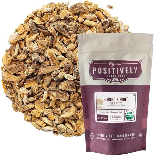 Organic Positively Botanicals Company, Burdock Root, 4 Ounce