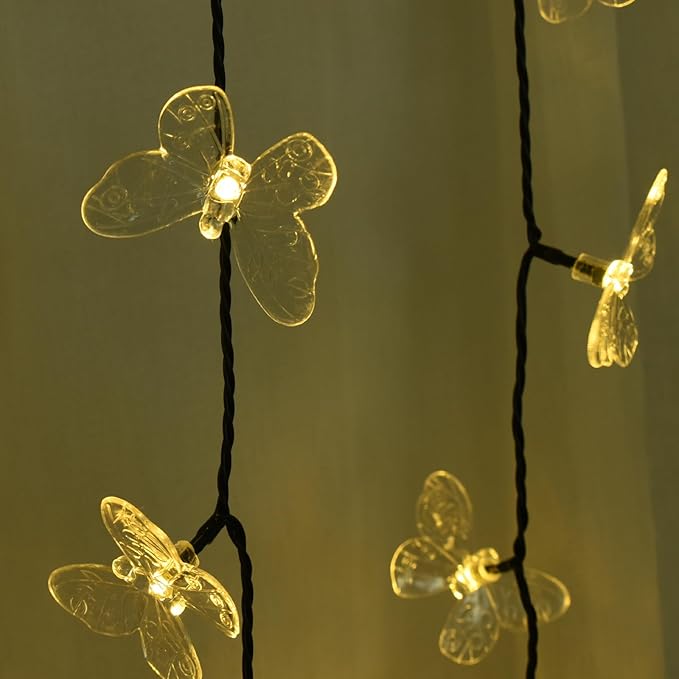 ELUTENG Outdoor String Lights 100 LED 39.4FT Solar Lights Outdoor Waterproof with 8 Lighting Modes Decorative Butterfly Solar Powered Patio Lights for Garden Yard Balcony Porch Wedding Party Decor