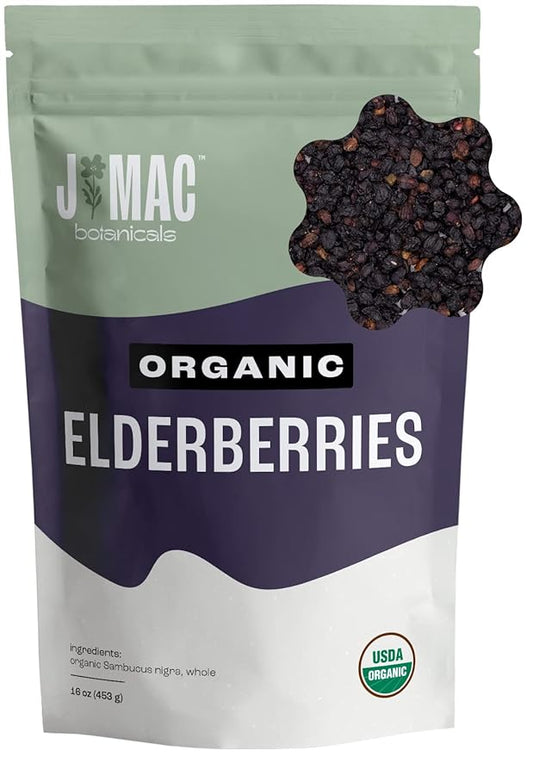 J Mac Botanicals, Organic Dried Elderberry (16 oz.)