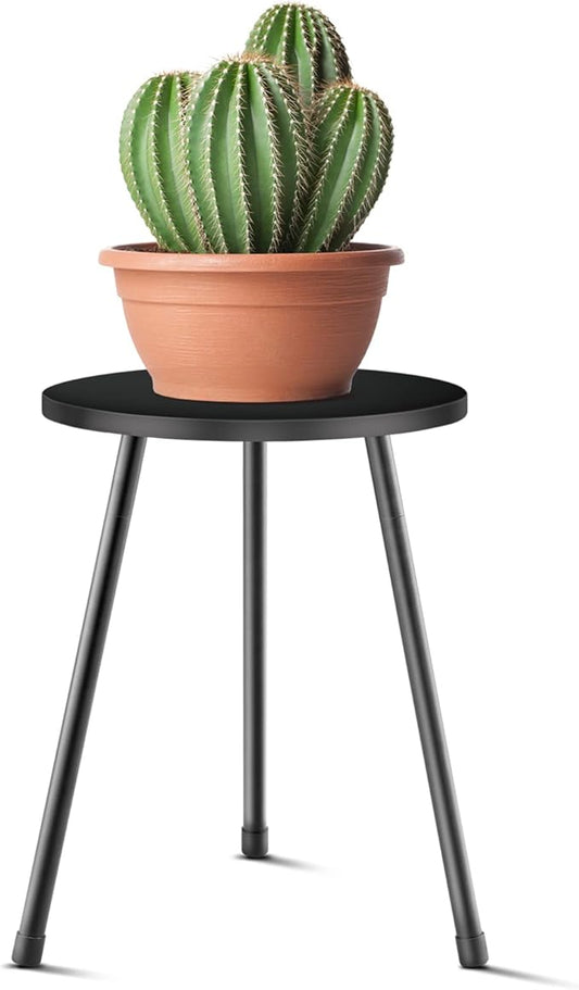 Plant Stand Indoor, Mid Century Wood Plant Stand Black Plant Table for Flower Pots, Tall Metal Plant Holder, Modern Home Decor Small Round Side End Table (11.8"x16")