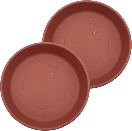 The HC Companies Flower Pot Saucers - Plastic Plant Saucer for Outdoors & Indoors - Traditional Design Plant Pot Trays for Water Drainage - Durable & Stylish Round Plant Tray (14-inch Clay)