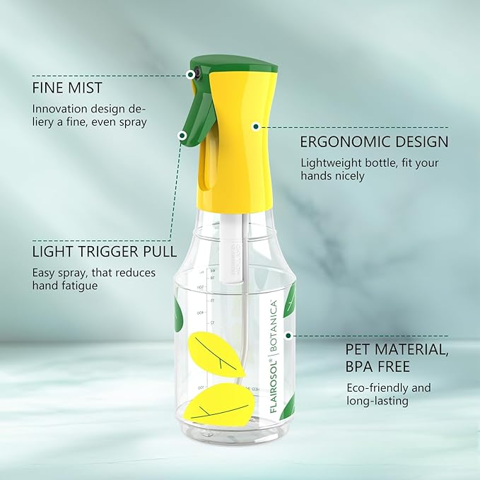 FLAIROSOL BOTANICA Plant Mister Water Spray Bottle, 24 oz 700 ML Mist Sprayer for Plants, Continuous Ultra Fine Mister Spray Bottle - Leak Proof - for Flowers, Gardening, Houseplants