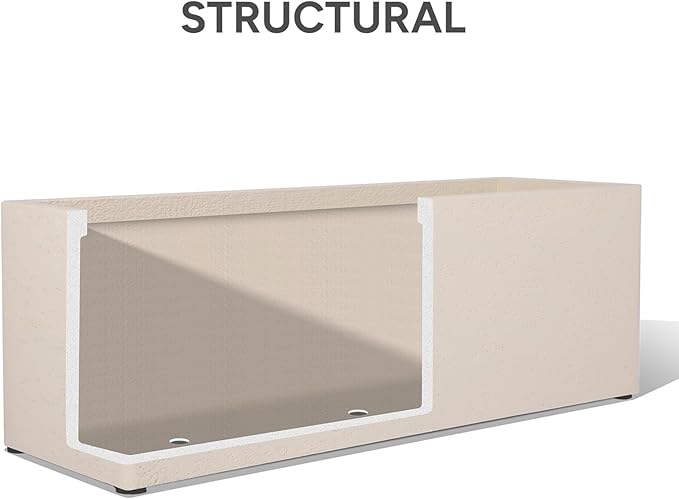 42 Inch Rectangular Concrete Planter（42Lx14Wx15H，58 Pounds）,Durable All-Weather Use with Drainage Holes,Large Rectangular Planter for Outdoor Indoor Plants