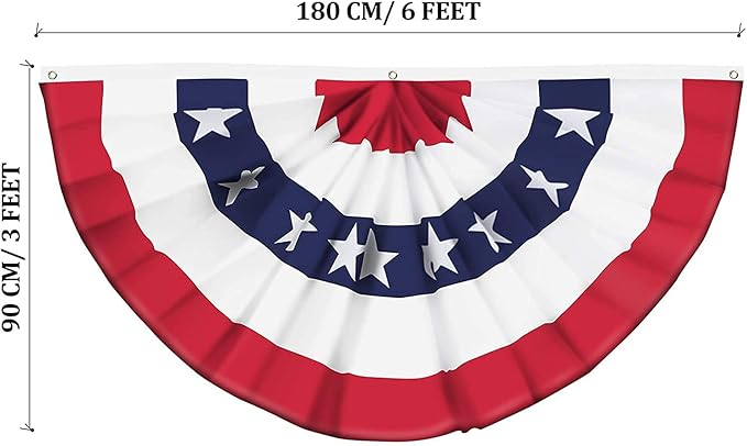 5 Pieces USA Pleated Fan Flag 3x6 FT American US Bunting Flag Patriotic Half Fan Banner Flag with Canvas Header and Brass Grommets for 4th of July Memorial Day Indoor Outdoor Decoration (5, 3x6 Feet)