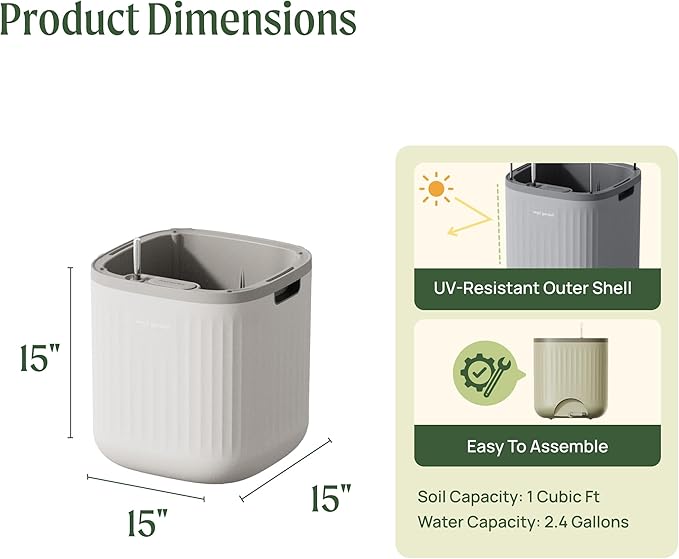 Vego garden Self Watering Pots Home Planters with Water Gauge for Effortless Indoor Plants Cream White