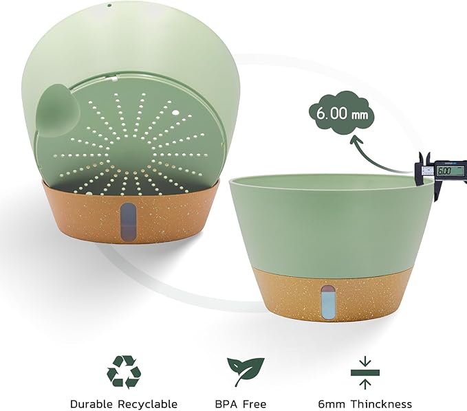 ZMTECH 12 Inch Hanging Planters for Indoor Plants, 2 Pack Self Watering Hanging Planter with Visual Reservoir, Hanging Pots for Plants Outdoor with Drainage Hole and Plant Hanger(Green)