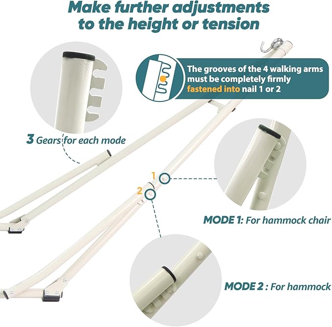 Anyoo 2 in 1 Hammock and Swinging Chair with Collapsible Steel Stand & Carrying Case,Portable & Adjustable,Easy Set Up for Outdoor,Indoor,Porch Swing,Patio,Garden,Camping Trip