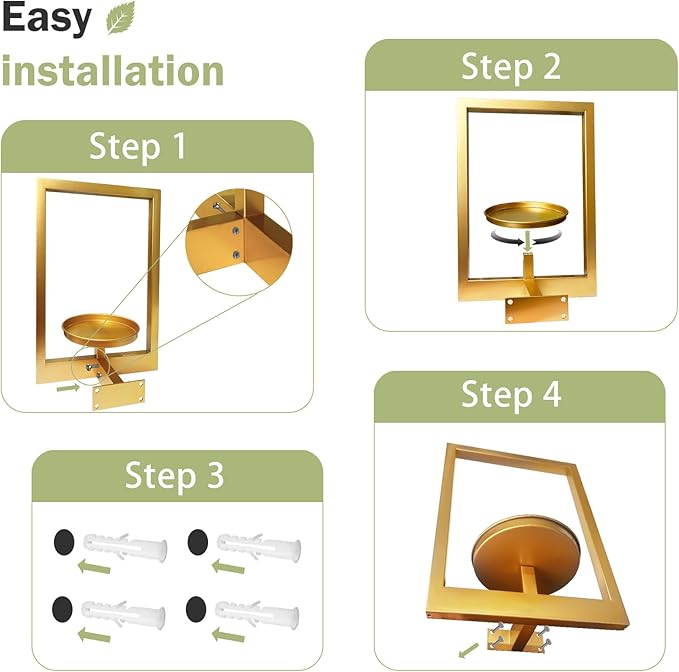 Picture Frame Plant Holder, Wall Mount Plants shelf Indoor Outdoor, Metal Hanging Planters Stand Decor, Window Planter Hanger Shelves, Modern Floating Ornament Rack Art for Home & Garden(Gold 3pc)