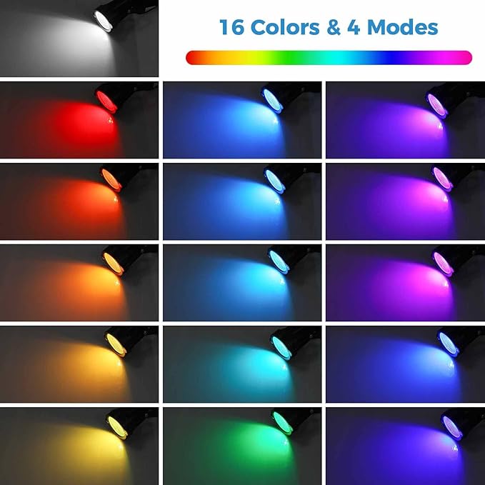 S SMIFUL Halloween Spot Lights Outdoor, 20W RGB Colored Landscape Lights with Remote, LED Landscape Lighting Waterproof Outdoor Spot Lights for Dance Party Yard Lawn Path Tree Garden Decor (4 Lights)
