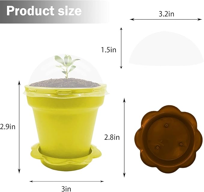 50 Packs Cupcake Plant Nursery Pots with Humidity Dome- Planting Containers Cups- Small Flower Pots for Indoor Outdoor Plant Succulent Vegetable (Mixed Color)