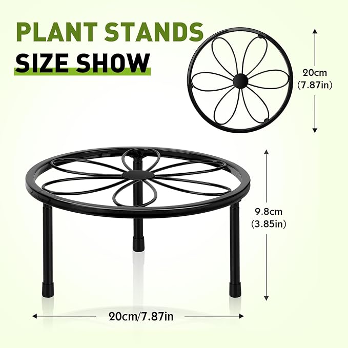 ESRICH Plant Stands, Metal Plant Stands Indoor, Plant Stand,Heavy Duty Plant Stands for Multiple Plant , Anti-Rust Iron Plant Pot Shelffor Planter, Potted Plant Holder for Garden Home ( 2 Pack 7.8in)