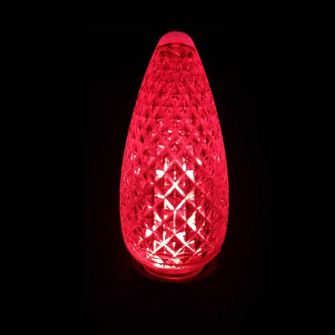 Vibrant Red LED Bulbs - Pack of 25 Dimmable UL Listed IP65 C9 Replacement Bulbs for Outdoor Christmas Decorations