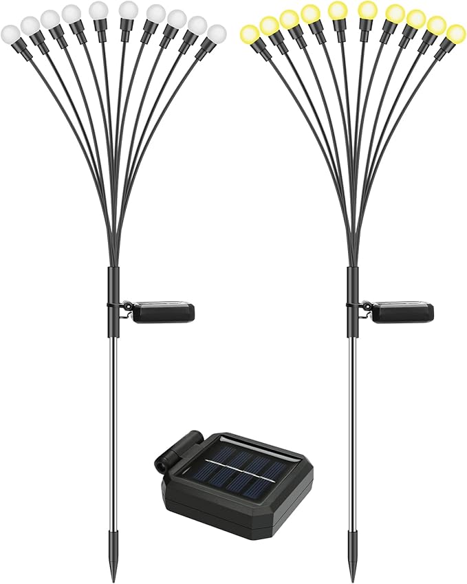 Solar Lights Outdoor (4 Pack-40 LEDs)，Waterproof Garden Fairy Swaying Firefly Lights ，Gifts for Outdoor Decorations，Suitable for Patio, terraces, lawns and Paths