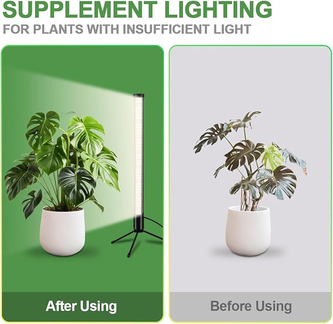 T10 Vertical Grow Light, 6000K Full Spectrum Desktop Plant Light 18.9",Hung or Stood, with 3 Modes & 5 Dimming Levels, Suitable Small & Medium Plants Indoors, Auto On Off Timing 4/8/12/18Hrs (1)