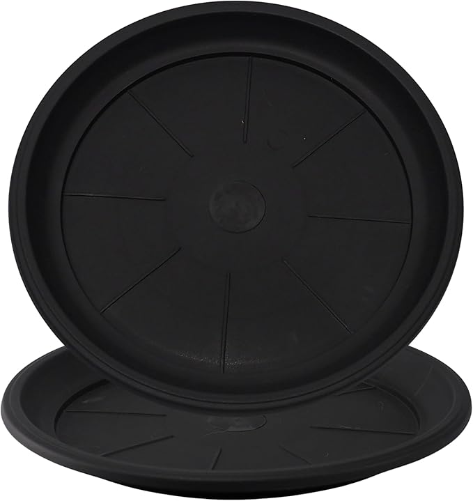 11" Decorative Heavy Duty Tray/Saucer (2 Pack) Pot/Planter Base for Indoor/Outdoor Decor (11 inches, Black)