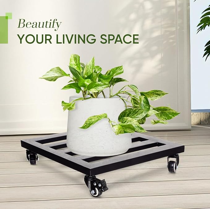 IDZO Upgraded apacity 385lbs, 14Inch Plant Caddy with Wheels Heavy Duty, Thicker Metal Plant Dolly, Plant Stand with Wheels Hauling Heavy Household Items